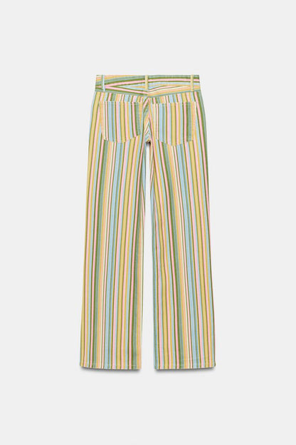 LOW RISE STRIPED WIDE LEG JEANS
