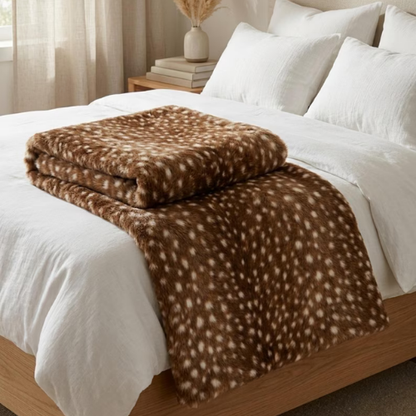 Deer Print Fawn Plush Blanket