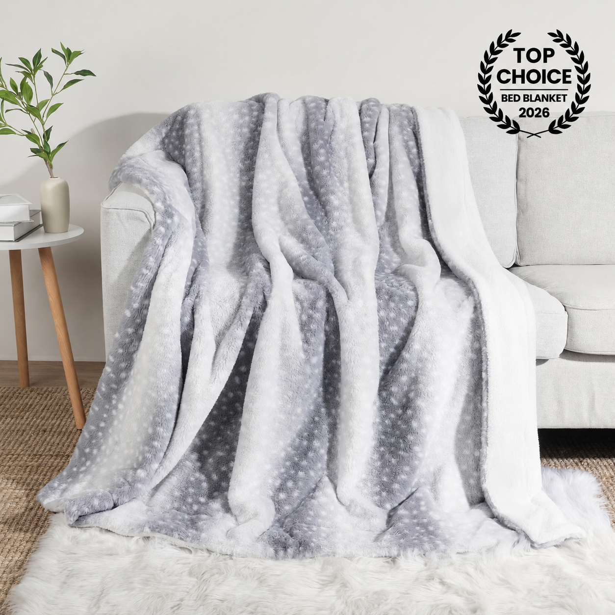 Deer Print Fawn Plush Blanket