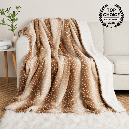 Deer Print Fawn Plush Blanket