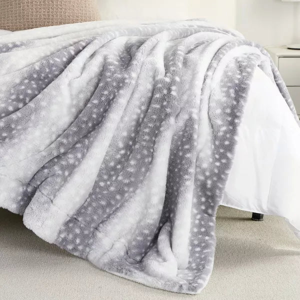 Deer Print Fawn Plush Blanket