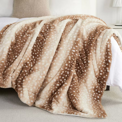 Deer Print Fawn Plush Blanket
